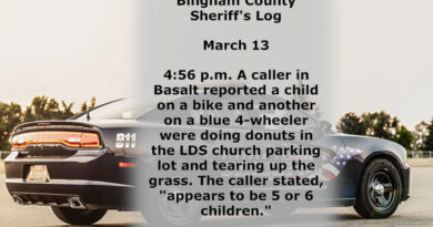 Bingham County sheriff log in March 13