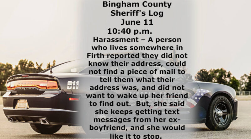 Bingham County sheriff report for June 11