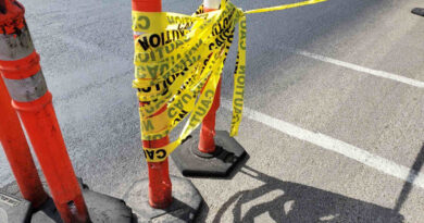 A caution tape and barrier