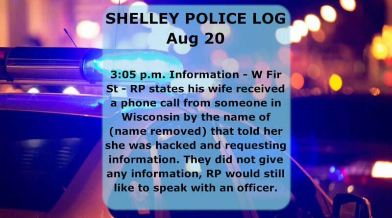 A police log for August 20