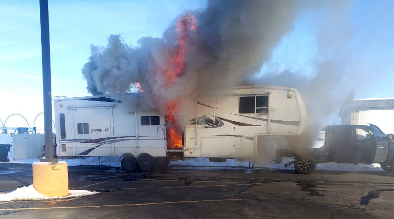 A burning trailer