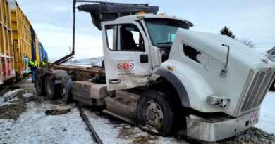 A ruined truck after collision impact