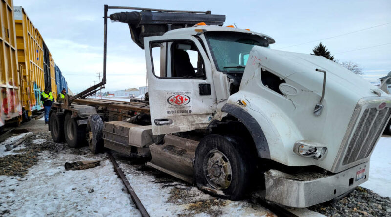 A ruined truck after collision impact