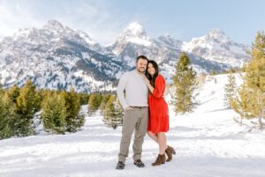 A couple in the snowy hills