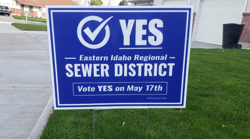 A voting sign for Eastern Idaho Regional Sewer District