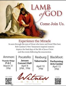 A brochure for Lamb of God event
